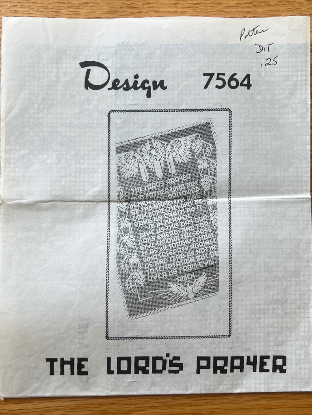 Vintage The Lord's Prayer Filet Crochet Pattern Chart ORIGINAL Religious Decor